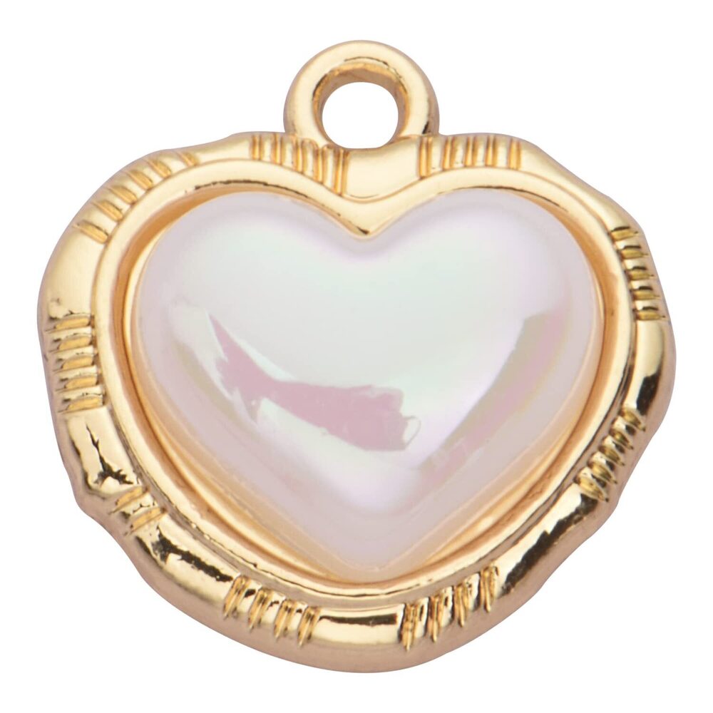 1252 Pack of 20 Heart Pearl Charms Golden Plated Irregular 3D Heart Shaped